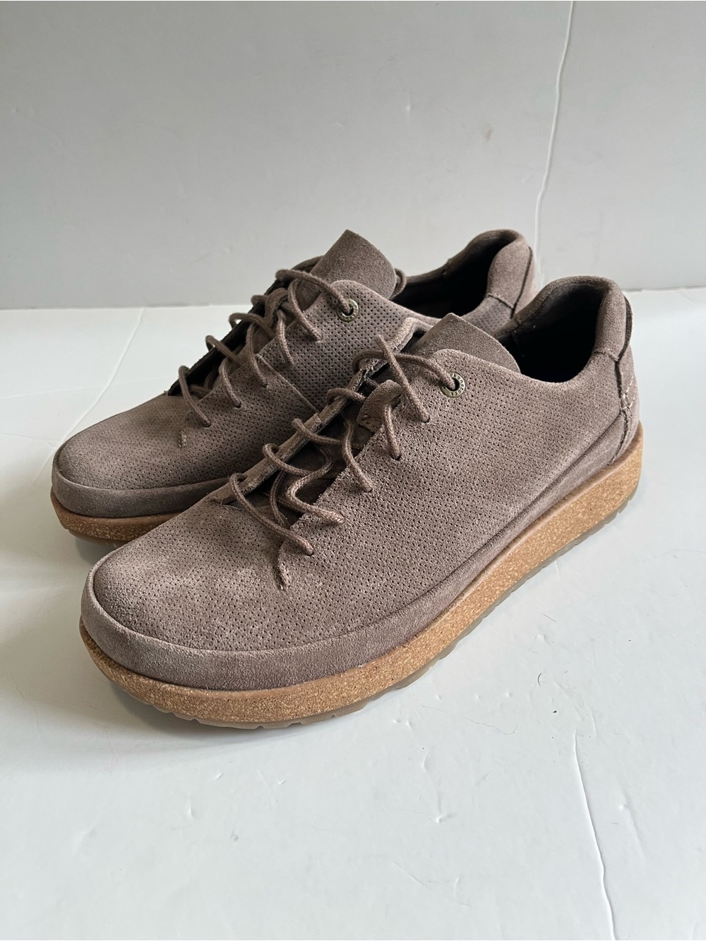 Birkenstock Honnef Gray Taupe Suede Leather Lace Up Shoes Men 7 Women 9